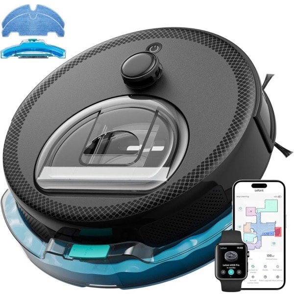 DnA® Dweilrobot - Robotstofzuiger Met Dweilfunctie - Dweilsysteem - Zwart - 32cm x 32cm x 9cm