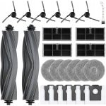 Een accessoireset van 25 stuks voor de Dreame X40 Ultra Complete / X40 Master / L40 Ultra / Mova P50 Pro Ultra robotstofzuigers, inclusief 2 hoofdborstels, 4 filters, 6 reinigingsdoeken, 6 stofzakken, 6 zijborstels en 1 reinigingsborstel.