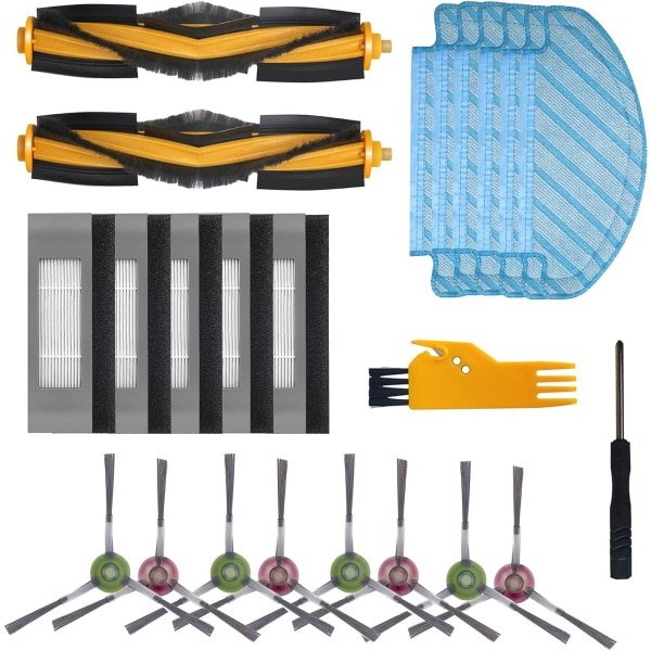 Reinigingsaccessoires voor Compatibele Robotstofzuigers - 22 Onderdelen Inclusief Hoofdborstel, Filters, Zijborstels en Doekjes