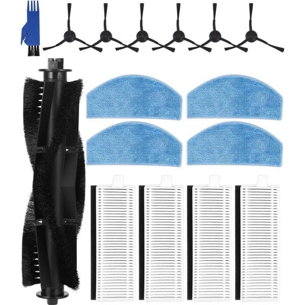 Reserveonderdelen accessoireset voor Tikom G8000, G8000 Pro, Honiture G20, G20 Pro, voor Laresar Evol 3 robotstofzuiger, 1 hoofdborstel, 6 zijborstels, 4 Hepa-filters, 4 reinigingsdoekjes,