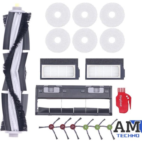 Reserveonderdelen geschikt voor Ecovacs Deebot X1 Omni Turbo robotstofzuiger, 1 hoofdborstel, 6 zijborstels, 2 filters, 6 microvezel-dweildoek, 1 hoofdborstelafdekking, 1 reinigingsborstel