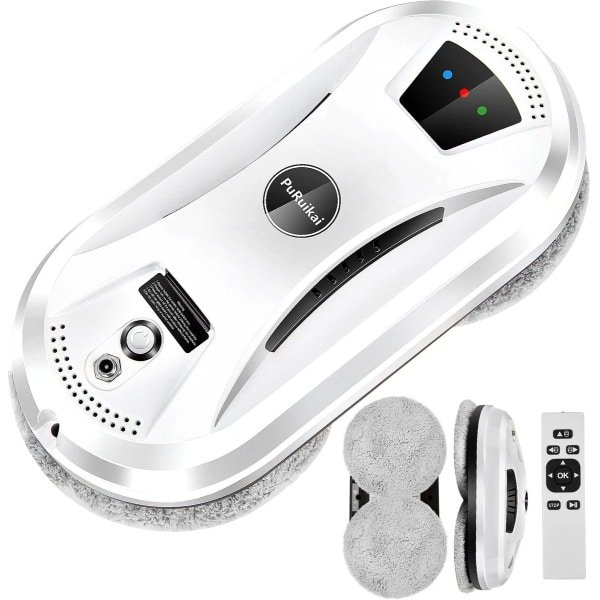 Robot Ruitenreiniger - Ramenwasser - Robot - Dweilrobot - Anti-val touw - Slimme waterspray - Krachtige zuigkracht - Met afstandsbediening - Incl. 10 microvezeldoeken