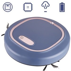 Robotstofzuiger - 3-In-1 Slimme Robotstofzuiger - 1200Mah Stofzuiger - Werkt Op Batterijen - voor Vloeren en Dierenharen - Blauw