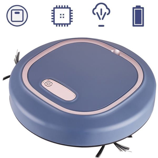 Robotstofzuiger - 3-In-1 Slimme Robotstofzuiger - 1200Mah Stofzuiger - Werkt Op Batterijen - voor Vloeren en Dierenharen - Blauw