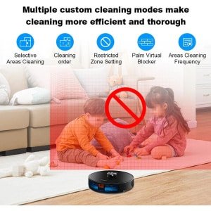 Robotstofzuiger en dweil - Laser Lidar Navigatie - Multi-Floor Map - Carpet Boost - Nat & Droog Combo - 6500Pa Zuigkracht - Zwart