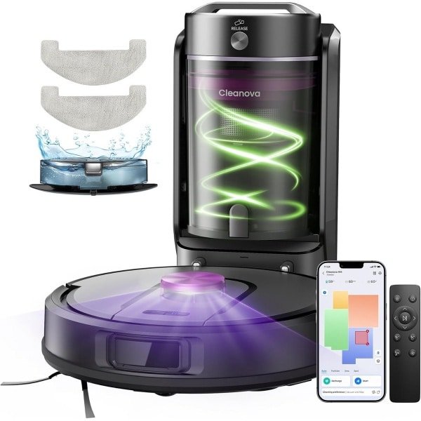 Robotstofzuiger met Dweilfunctie en Zelfledigend Station, 8000 Pa Zuigkracht, LiDAR Navigatie