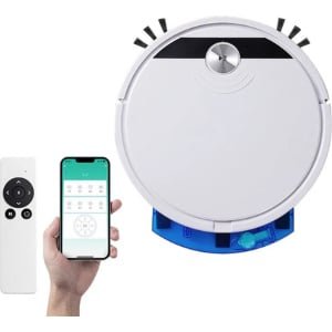 Robotstofzuiger met dweilfunctie - Slimme navigatie - Val & object detectie - Dweilrobot - Vloerdetectie - Robotstofzuiger huisdieren - Inclusief app en afstandbediening - Wit