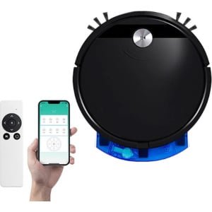 Robotstofzuiger met dweilfunctie - Slimme navigatie - Val & object detectie - Dweilrobot - Vloerdetectie - Robotstofzuiger huisdieren - Inclusief app en afstandbediening - Zwart