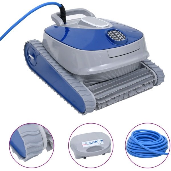 Robotstofzuiger zwembad - Zwembadrobot - Zwembadreiniger - Zwembadstofzuiger - Automatische zwembadreiniger - Klimfunctie voor vloer en wanden - Drie reinigingsprogramma's - Wit/blauw