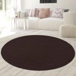Rond hoogpolig vloerkleed bruin 120 cm - zacht & geluidsdempend - geschikt voor vloerverwarming en robotstofzuiger