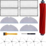 Stofzuiger accessoires kit, 17 stuks robotstofzuiger reserveonderdeel (rolborstels, filters, dweildoeken, zijborstels, reinigingsgereedschap), vervangende onderdelen compatibel met Xiaomi Roborock S7,