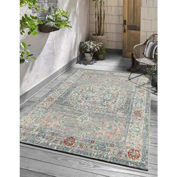 Tapijt Palma - Veelzijdig binnen en buiten, modern oosterse design, weerbestendig en UV-bestendig, eenvoudig te reinigen, geschikt voor robotstofzuiger, 140 x 200 cm en 80 x 150 cm