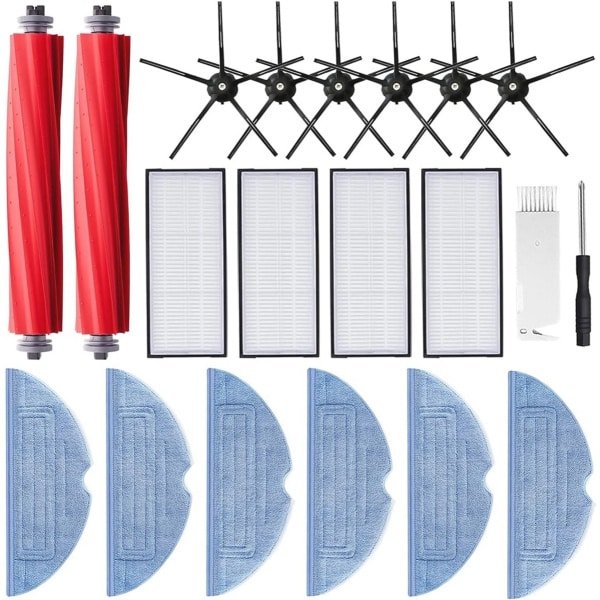 Toebehoren voor robotstofzuiger - 2 hoofdborstels, 6 reinigingsdoeken, 4 filters, 6 zijborstels