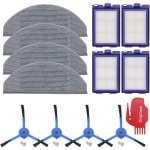 Vervangende accessoires voor Eufy RoboVac X8 Hybrid robotstofzuiger, 4 zijborstels, 4 HEPA-filters, 4 microvezel-dweildoek, 1 reinigingsborstel