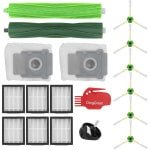 Vervangende accessoires voor iRobot Roomba i7 i7 + i7 Plus i3 E5 E6 E7 robotstofzuiger (1 set rubberen borstels, 6 filters, 6 zijborstels, 2 stofzakken, 1 voorwiel, 1 reinigingsborstel)