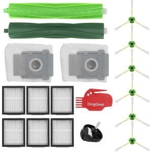 Vervangende accessoires voor iRobot Roomba i7 i7 + i7 Plus i3 E5 E6 E7 robotstofzuiger (1 set rubberen borstels, 6 filters, 6 zijborstels, 2 stofzakken, 1 voorwiel, 1 reinigingsborstel)