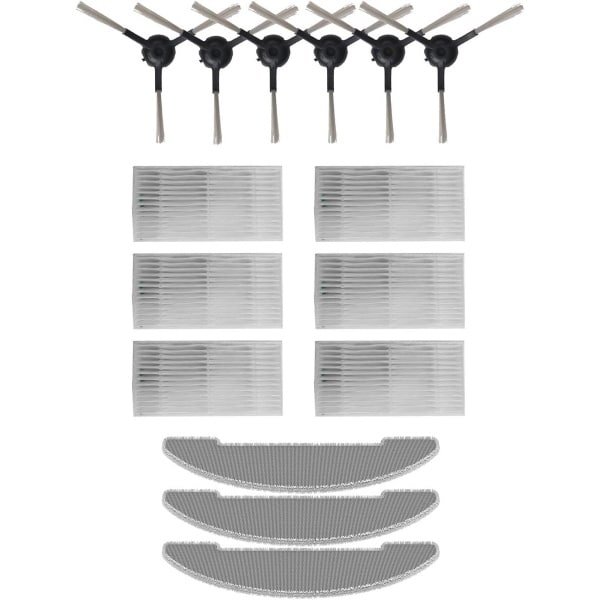 Vervangende accessoireset voor dweilrobots - 6 zijborstels, 6 HEPA-filters, 3 schoonmaakdoekjes