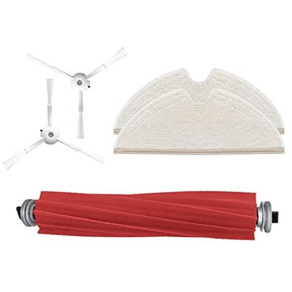 Vervangende reinigingsrollers en borstels voor robotstofzuigers - 1 borstelrol, 2 zijborstels en 2 wasbare vodden