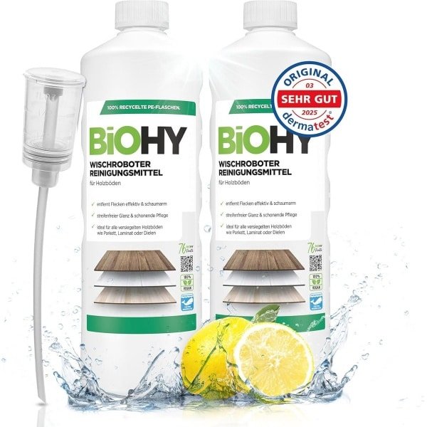 Vloerreiniger voor Dweilrobots - 2 x 1L | Geschikt voor Houten Vloeren zoals Parket en Laminaat | Streeploze Glans en Frisse Geur