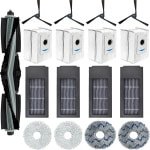Waremax 17 stuks accessoires reserveonderdelen voor Ecovacs Deebot X2 / X2 Omni / X2 Pro / DEX86 robotstofzuiger, 1 hoofdborstel, 4 zijborstels, 4 HEPA-filters, 4 stofzakken, 4 schoonmaakdoeken