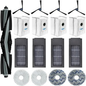 Waremax 17 stuks accessoires reserveonderdelen voor Ecovacs Deebot X2 / X2 Omni / X2 Pro / DEX86 robotstofzuiger, 1 hoofdborstel, 4 zijborstels, 4 HEPA-filters, 4 stofzakken, 4 schoonmaakdoeken