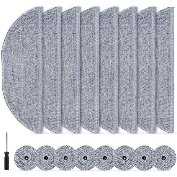 Wisdoeken voor Roborock S8 Maxv Ultra robotstofzuiger - microvezel - VibraRise 3.0 dweildoek - accessoires - 16 stuks - 8 dweilmop - 8 randdweilmop - schroevendraaier