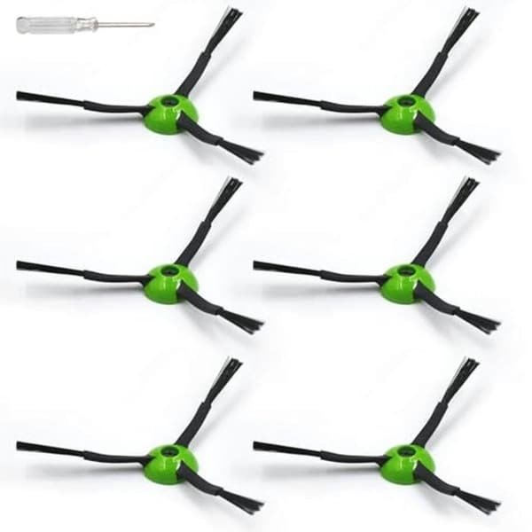 Zijborstels Accessoireset voor Robotstofzuiger - 6 Zwarte Zijborstels en 1 Schroevendraaier