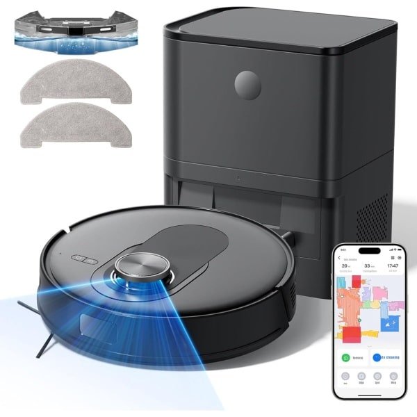 Zyrex® Robotstofzuiger met laadstation - Robotstofzuiger - Robotstofzuiger huisdieren - Zwart - 32cm x 10cm x 32cm