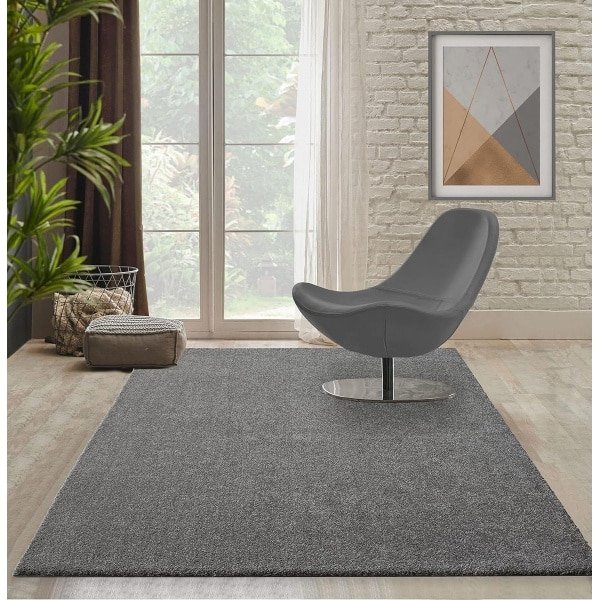Laagpolig Woonkamertapijt Grijs 120x170 cm Zacht en Geschikt voor Robotstofzuiger