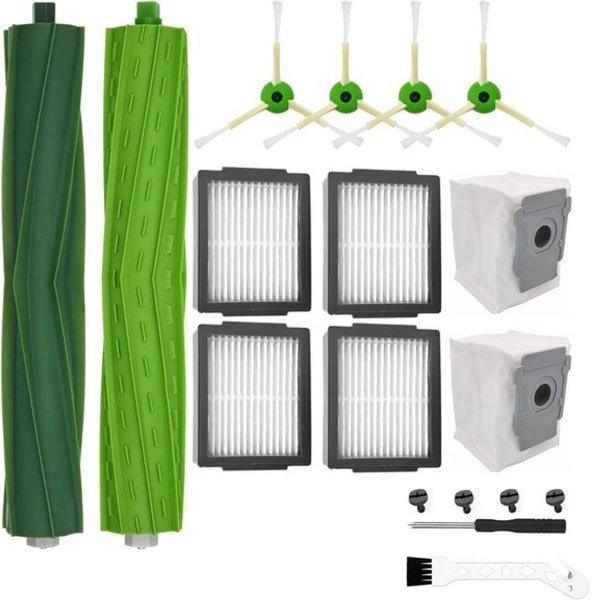 10 stuks reserveonderdelen kits geschikt voor iRobot Roomba iRobot e/i/j serie i7 i7+ i3 i3+ i4 i4+ i6 i6+ i8 i8+ j7 j7+ E5 E6 E7 robotstofzuiger accessoires 1 rubberen borstel,4 krachtige filters, 4 zijborstels
