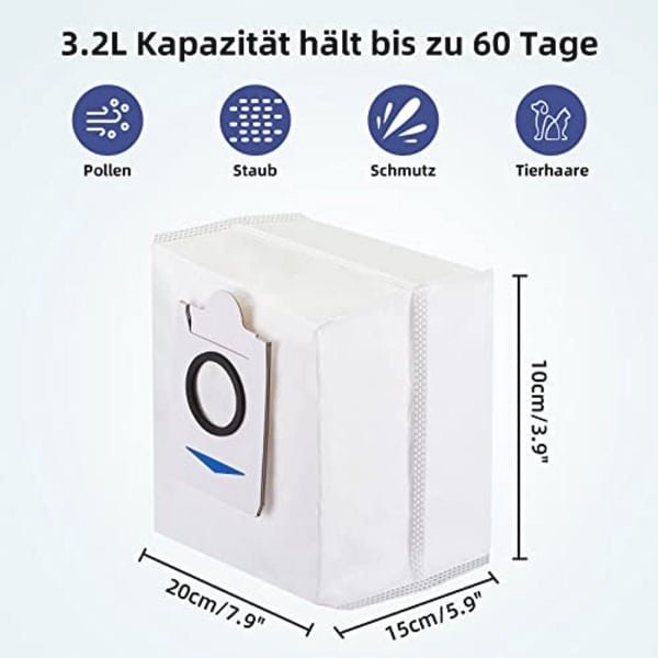 8 Stuks Stofzakken Accessoireset voor Robotstofzuigers - 3,2 L Capaciteit