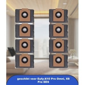 8 stuks stofzakken geschikt voor Eufy-X10 Pro Omni, X8 Pro SES robotstofzuiger, stofzak, vervanging Clean Base zak