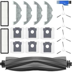 Accessoire Vervanging gescht voor Dreame D10 Plus Gen 2 Robotstofzuiger, 1 Hoofdborstel, 2 HEPA-Filters, 4 Zijborstels, 4 Reinigingsdoeken, 6 Stofzakken, 1 Reinigingsborstel