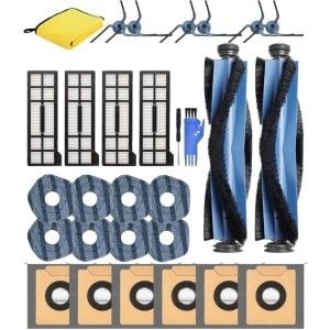 Dutchers® 29-Delige Vervangende Accessoires set voor Eufy X10 Pro Omni Robotstofzuiger,2 Hoofdborstel,6 Zijborstels,4 Hepa-filters,6 Stofzakken,8 Dweilpads