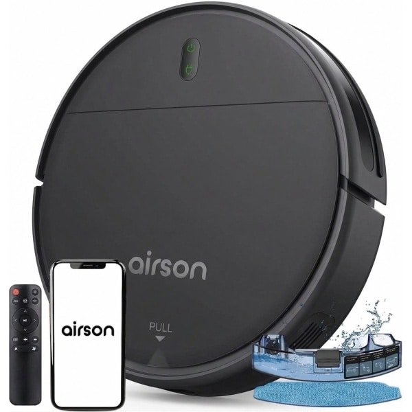 Robotstofzuiger met Dweilfunctie en Laadstation - Airson Pro Clean - Dweilrobot met App & Afstandsbediening - Geschikt voor Huisdieren en Tapijt