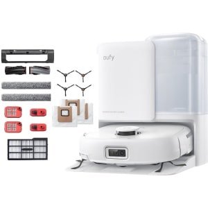 eufy Omni E25 - Robotstofzuiger met Vervangingssets - HydroJet dweilsysteem - 20.000 Pa zuigkracht - DuoSpiral borstels die ontklitten - CornerRover arm voor het schoonmaken van hoeken - alles-in-één station